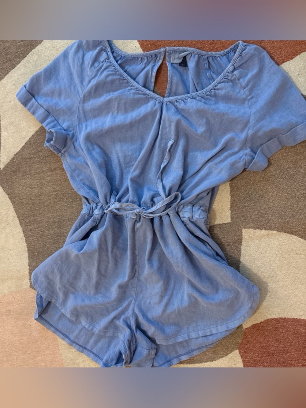 Denim Romper with Drawstring Waist